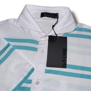 New G/FORE Polo Shirt Men XS Sardinia‎ Offset Stripe Golf Tech Slim Performance